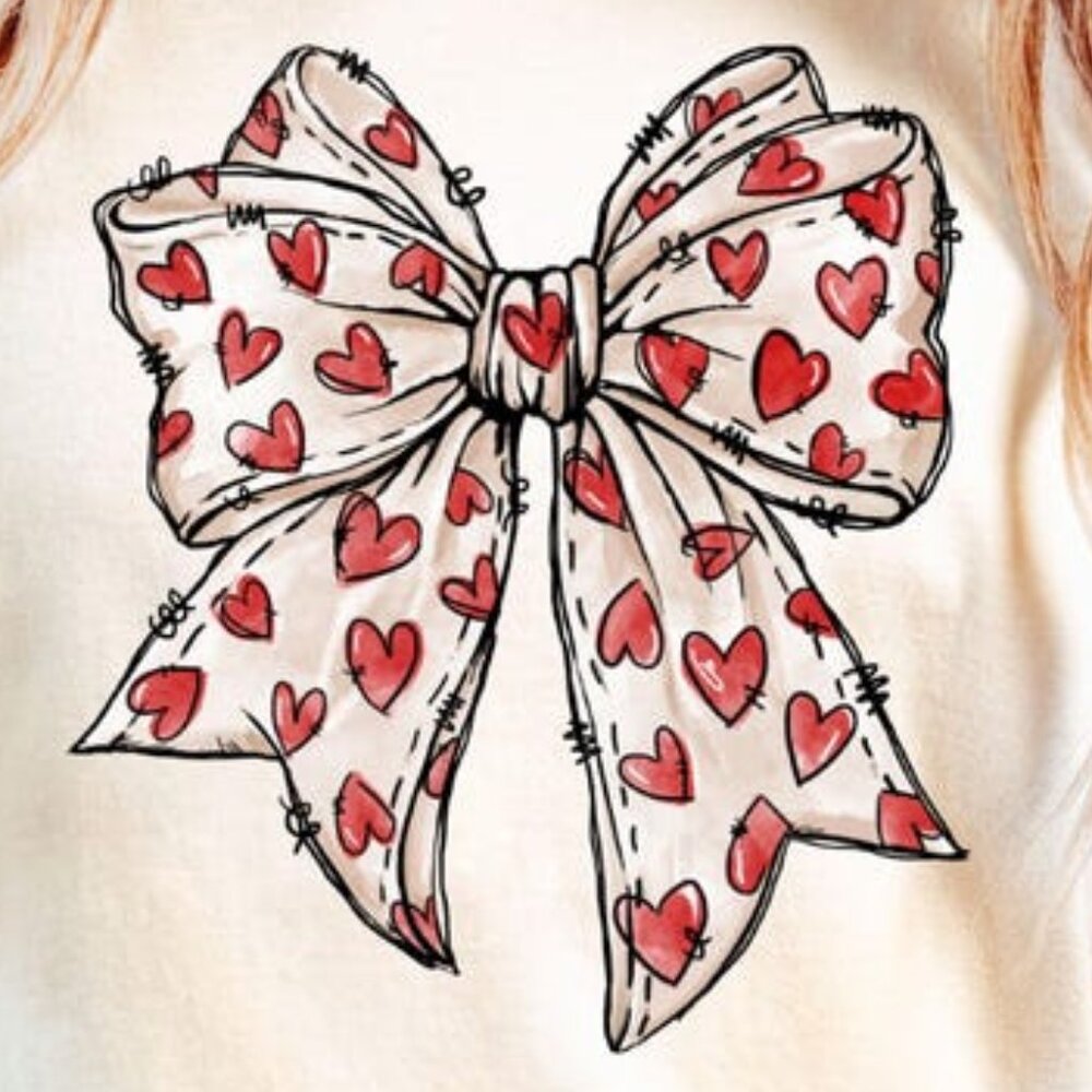 Valentines Day Heart Bow Shirt, Coquette Bow T-Shirt - Picture 2 of 4